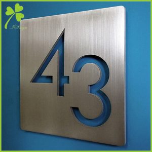 Custom Flat Cut Metal Number Signs For Hotel Manufacturer
